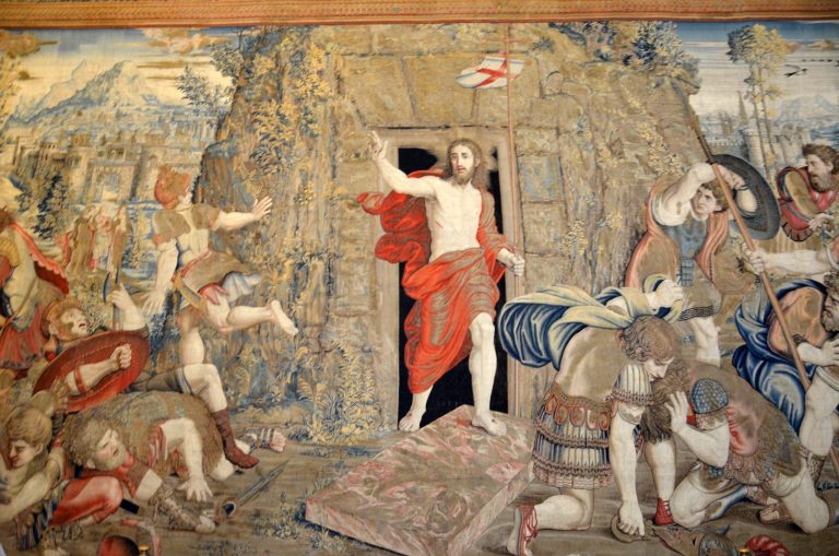 Wandtapijt van de verrijzenis van Christus